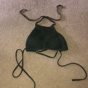 Army green halter top bikini